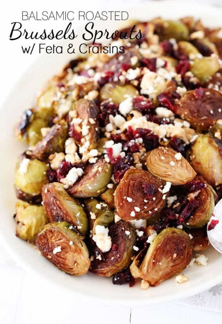 Roasted Balsamic Brussels Sprouts With Feta & Craisins Recipe