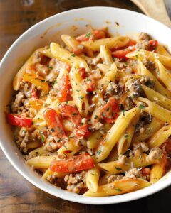 Hearty Italian Sausage And Colorful Pepper Pasta Bake Recipe