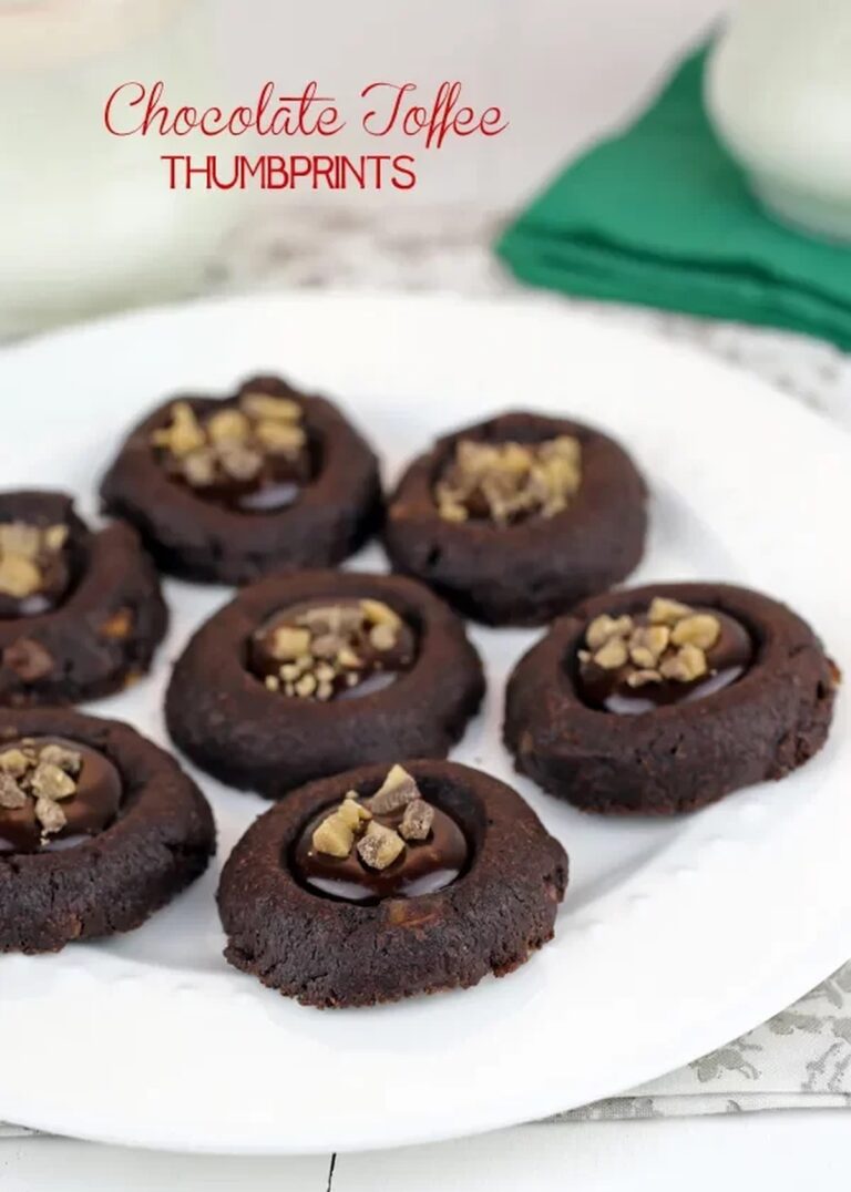 Chocolate Toffee Thumbprint Cookies Recipe