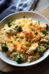 One Pot Cheesy Chicken Broccoli Rice Casserole Recipe