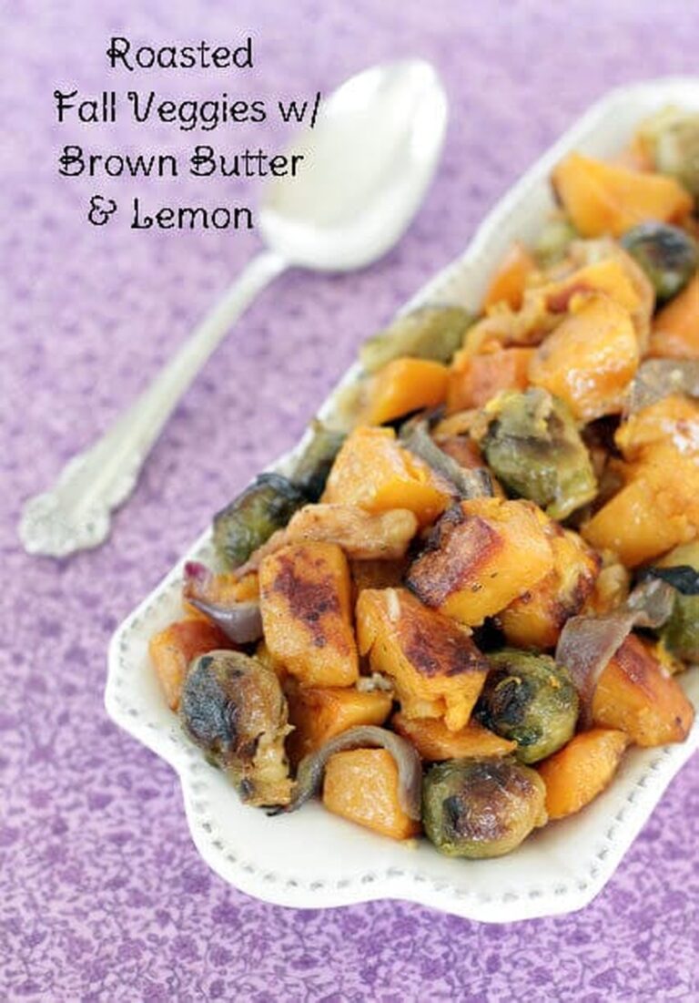 Roasted Brown Butter Butternut Squash With Apples & Brussels Sprouts Recipe