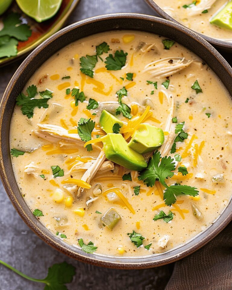 Comforting Slow Cooker Creamy Green Chile Chicken Enchilada Soup Recipe