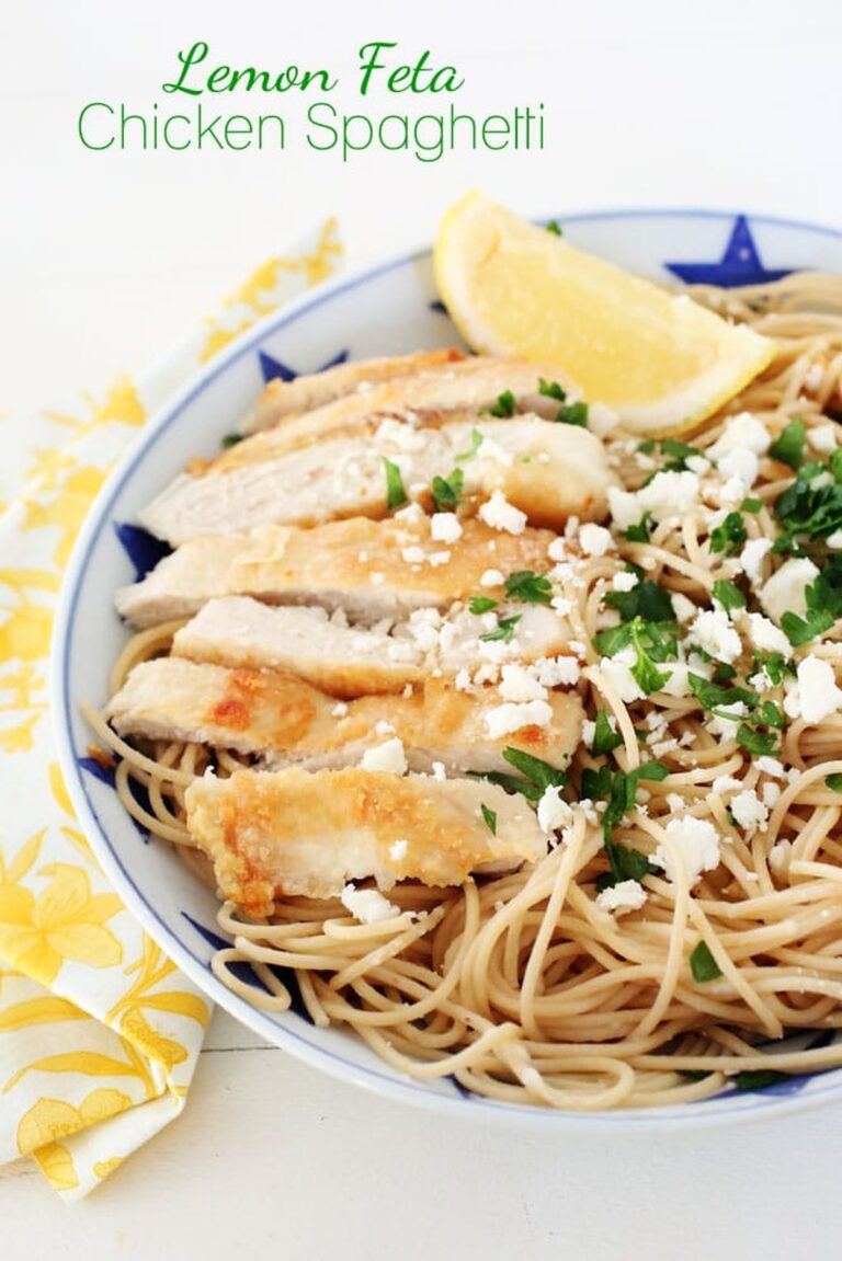 Lemon Feta Chicken Spaghetti Recipe