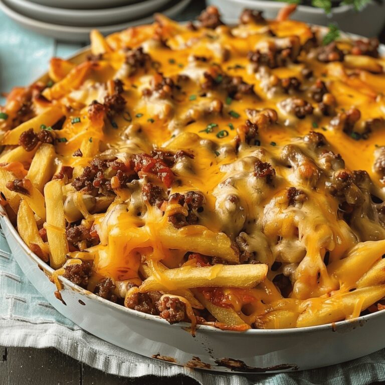 Hearty Cheeseburger CasseroleCrispy French Fry BakeJuicy Burger Casserole Delight Recipe