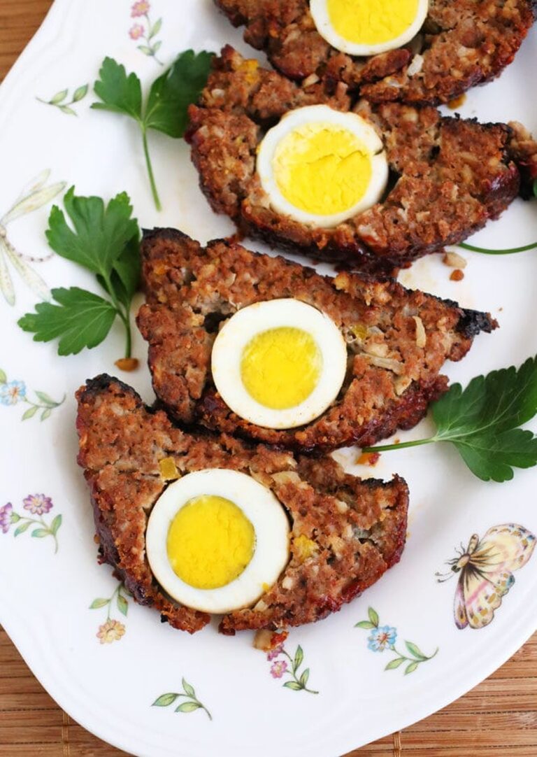 Hard-Boiled Egg Stuffed Meatloaf Recipe