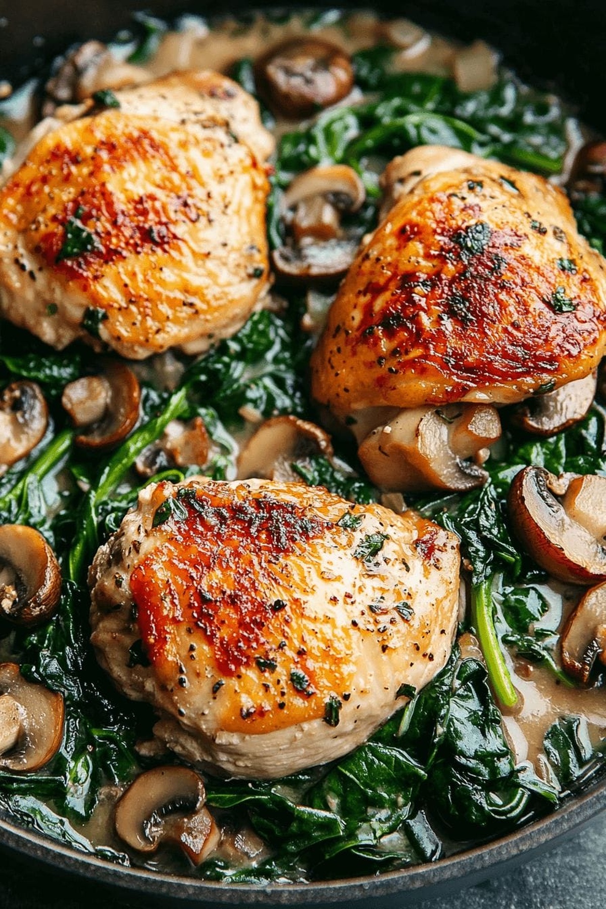 Chicken, Spinach, And Mushroom Skillet Recipe