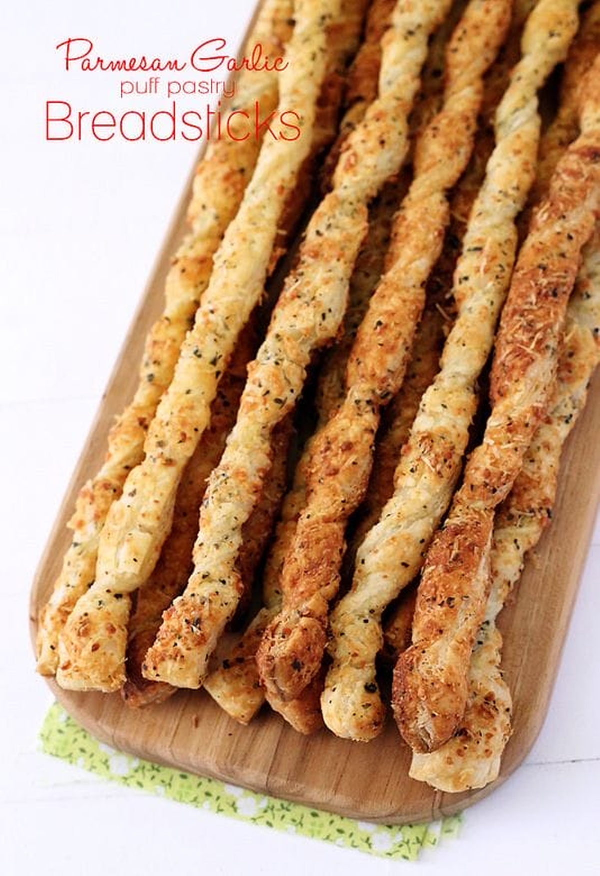Parmesan Garlic Puff Pastry Breadstick Twists Recipe
