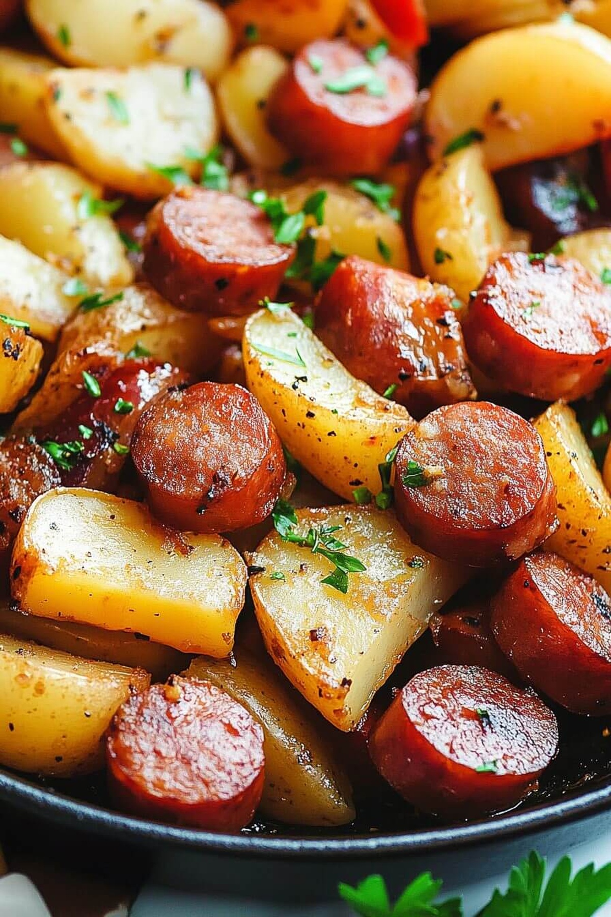 Fried Potatoes Onions And Smoked Polish Sausage Recipe