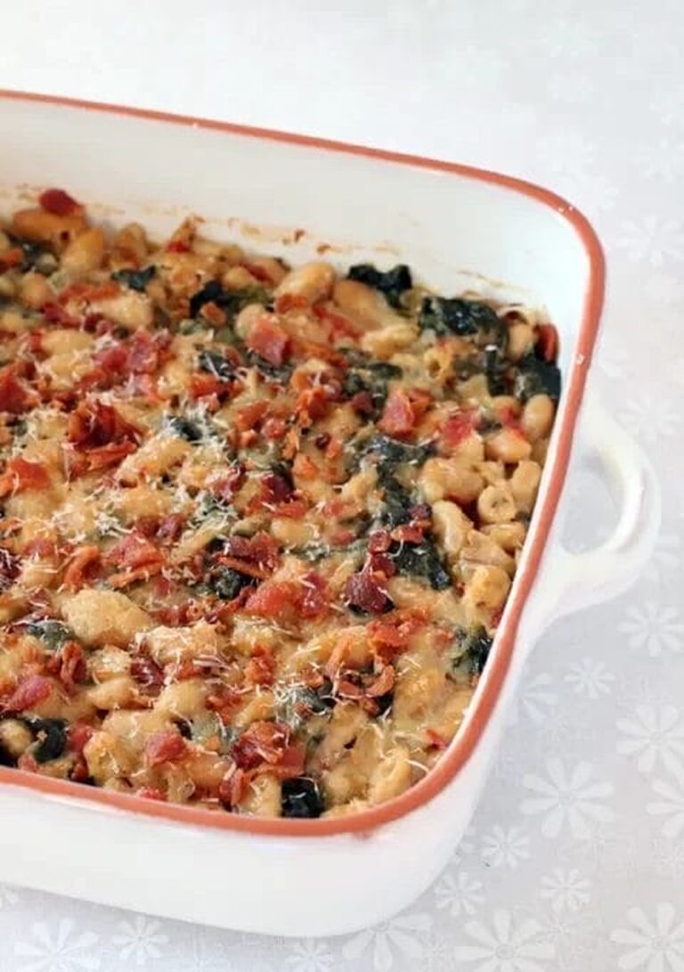 Spinach White Bean Gratin With Bacon Recipe