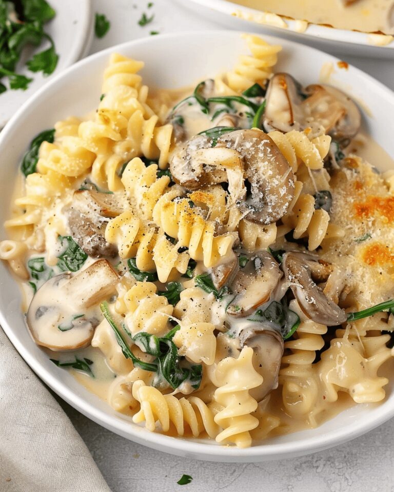 Velvety Spinach And Mushroom Pasta Casserole Recipe