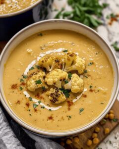 Velvety Cauliflower Chickpea Garlic Soup Recipe