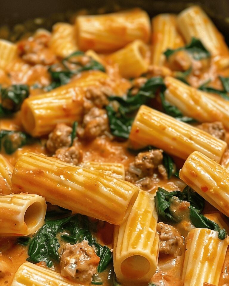Velvety Italian Sausage Rigatoni With Spinach And Tomato Recipe