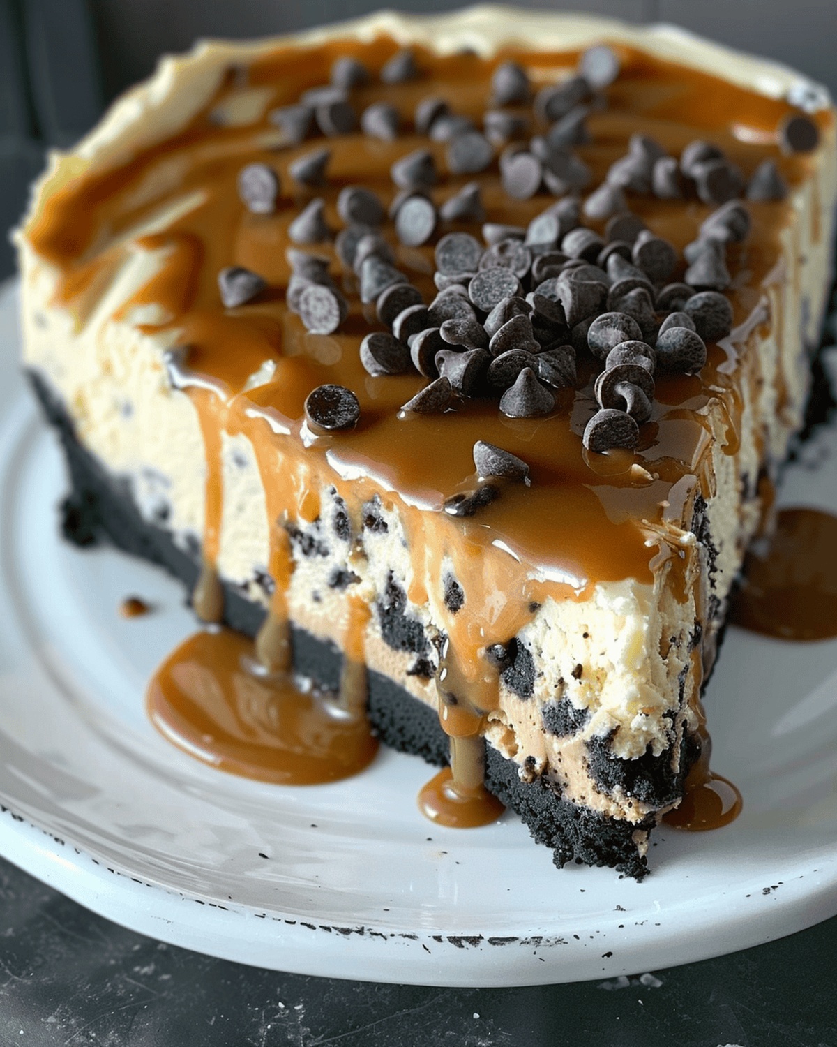 Decadent Salted Caramel Chocolate Chip Cheesecake Recipe