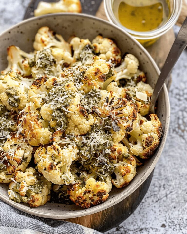 Creamy Pesto Roasted Cauliflower Recipe