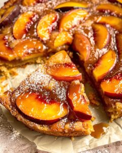 Rustic Bourbon Peach Upside Down Cake Recipe