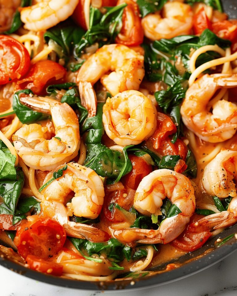 Creamy Tomato Spinach Shrimp Pasta Recipe