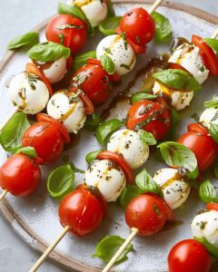 Vibrant Tomato Basil Mozzarella Skewers Recipe