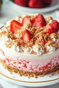 No-Bake Strawberry Crunch Cheesecake Recipe