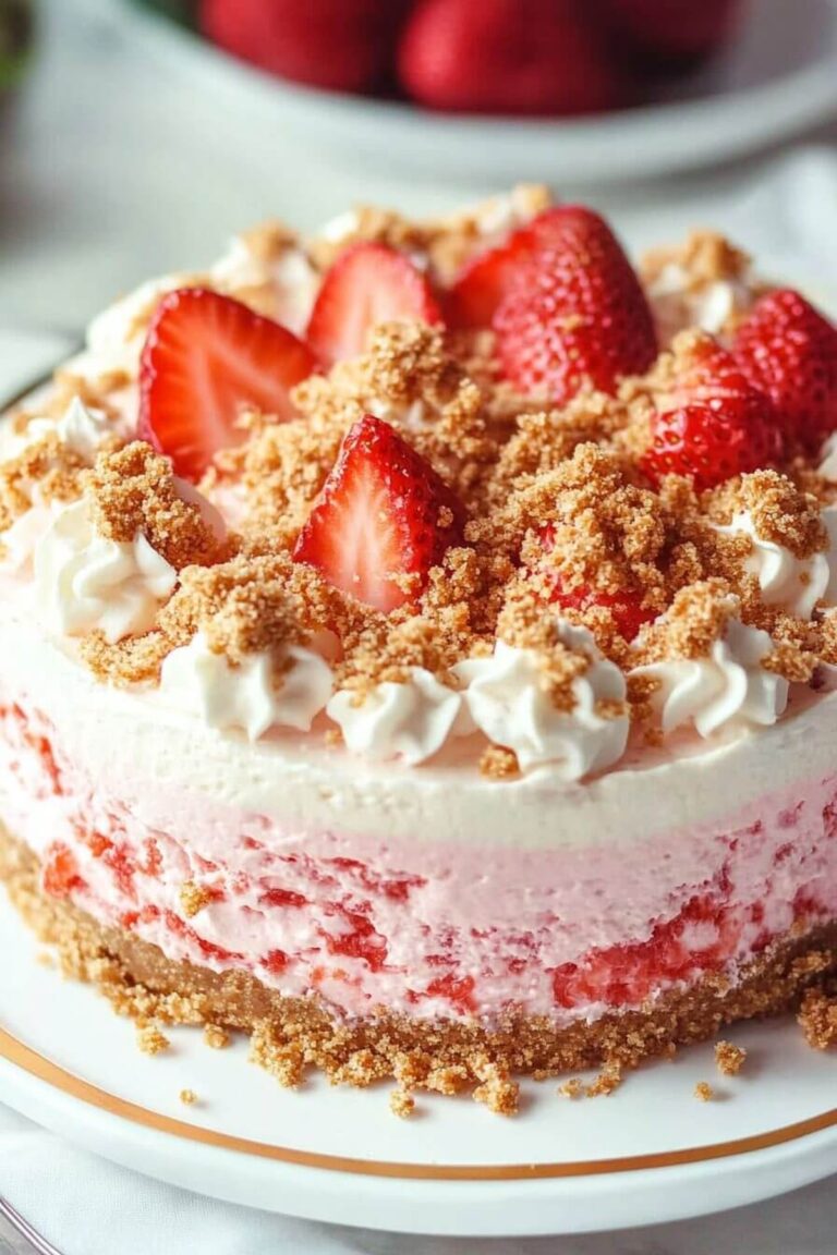 No-Bake Strawberry Crunch Cheesecake Recipe