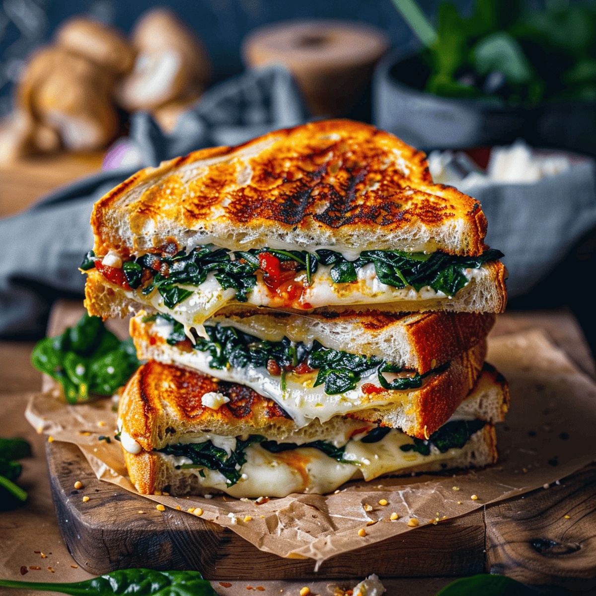 Feta Grilled Cheese Sandwich with Spinach Recipe