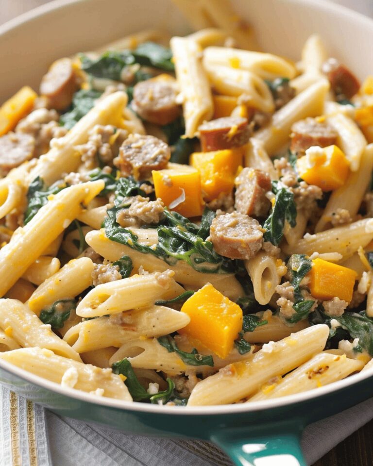 Hearty Butternut Squash, Spinach, & Sausage Penne Recipe