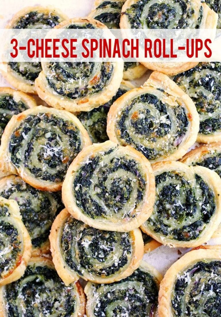 Spinach 3-Cheese Puff Pastry Rolls Recipe