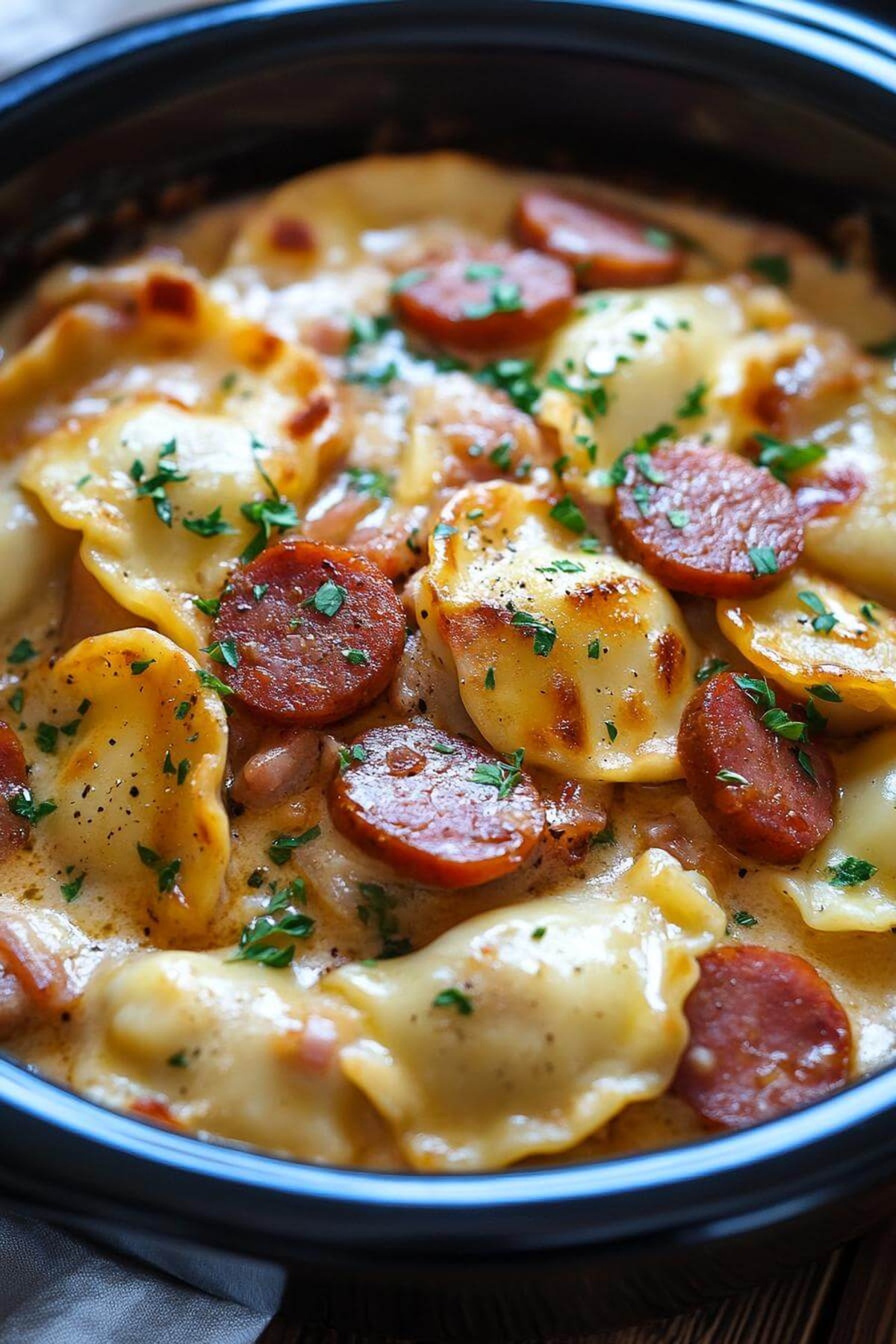 Crock Pot Pierogi Casserole With Kielbasa Recipe