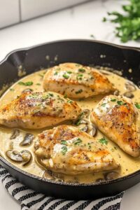 Cheesy Garlic Butter Mushroom Stuffed Chicken Recipe