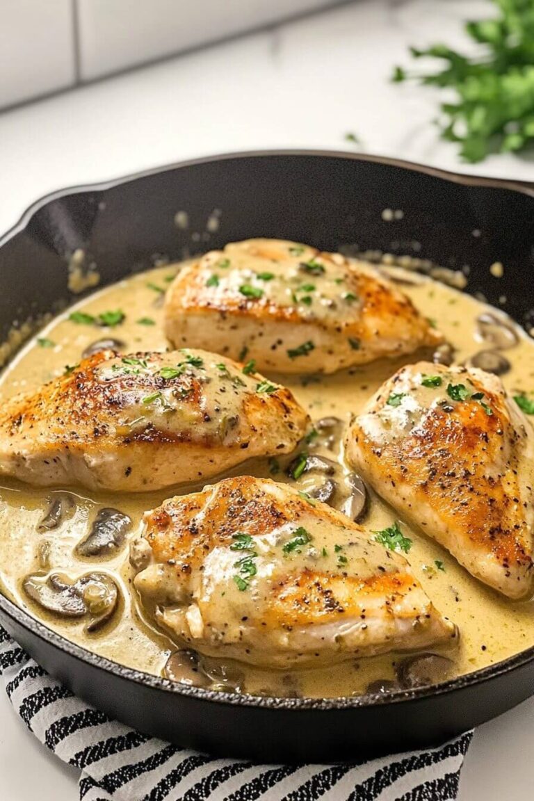 Cheesy Garlic Butter Mushroom Stuffed Chicken Recipe