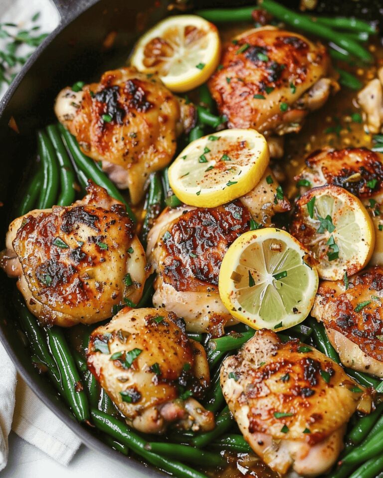Zesty Lemon Garlic Butter Chicken and Green Beans Skillet Recipe