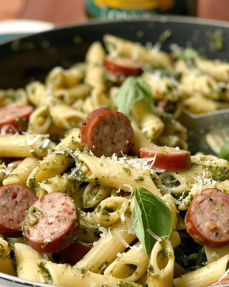 Rustic Pesto Pasta with Sausage Recipe