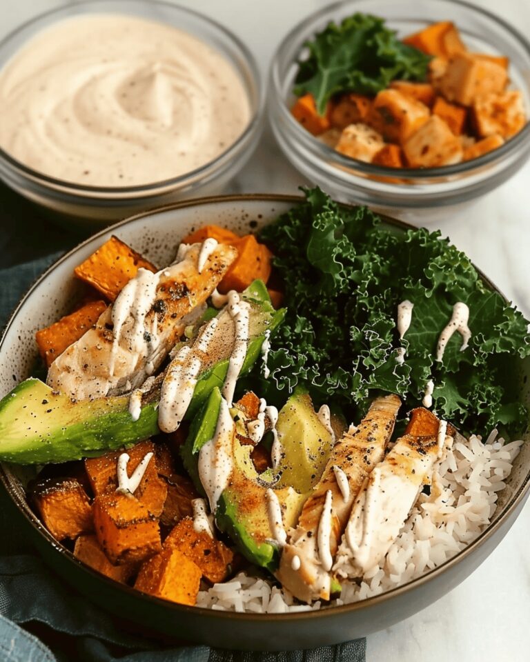 Succulent Chicken Roasted Sweet Potato Kale Bowls Recipe