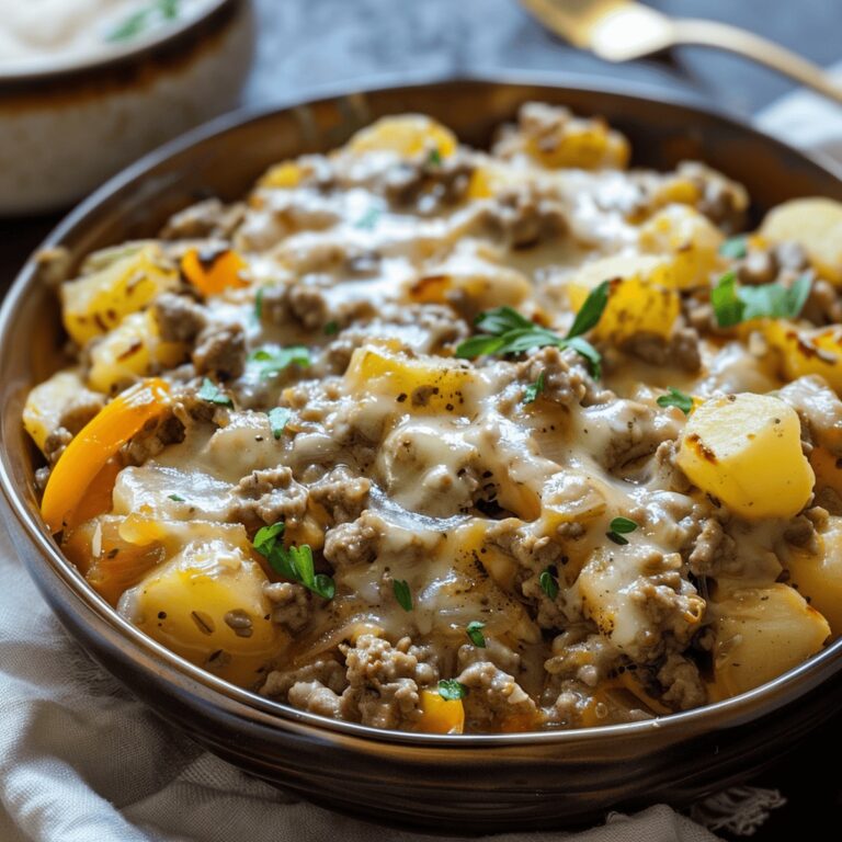Crockpot Cheesesteak Potato Casserole Recipe