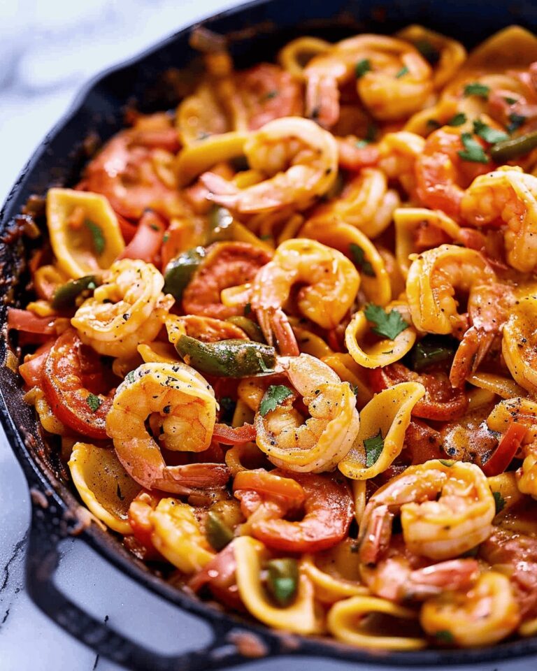 Creamy Shrimp Fajita Pasta Skillet Recipe