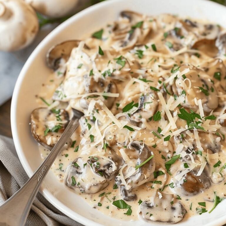 Creamy Garlic Parmesan Mushrooms Recipe