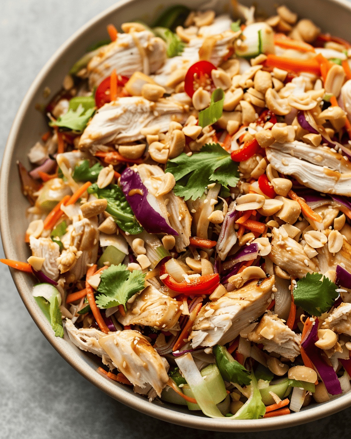 Zesty Thai Chicken Salad with Peanut Dressing Recipe