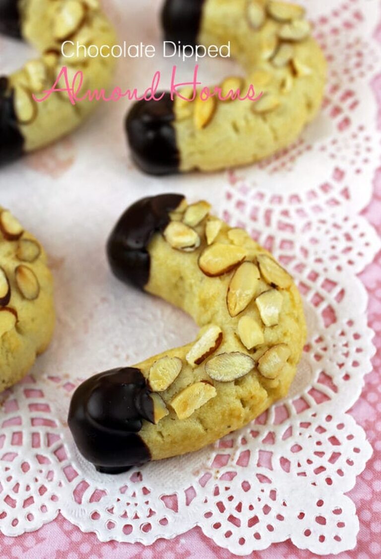 Chocolate Dipped Almond Horn Cookies Recipe