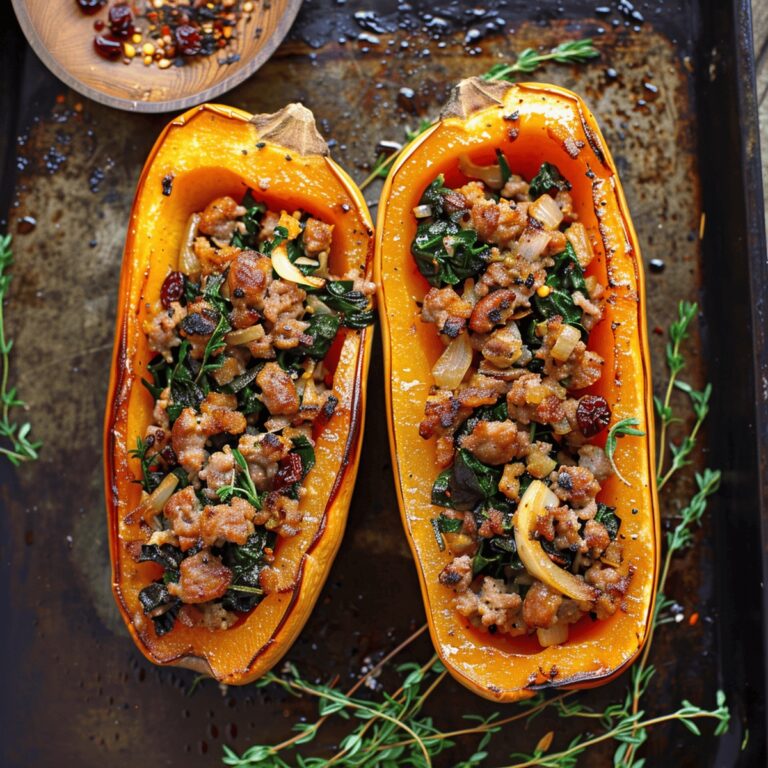 Savory Sausage Stuffed Butternut Squash Recipe