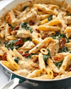 Silky Tuscan Chicken Pasta Bake Recipe