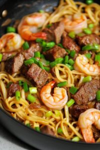 Shrimp & Teriyaki Steak Noodles Recipe