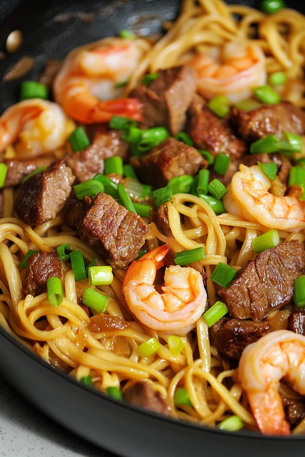 Shrimp & Teriyaki Steak Noodles Recipe