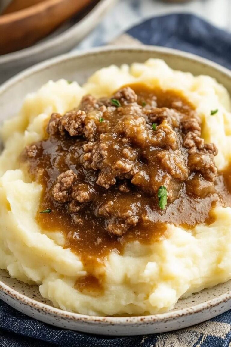 Ground Beef And Gravy Over Mashed Potatoes Recipe