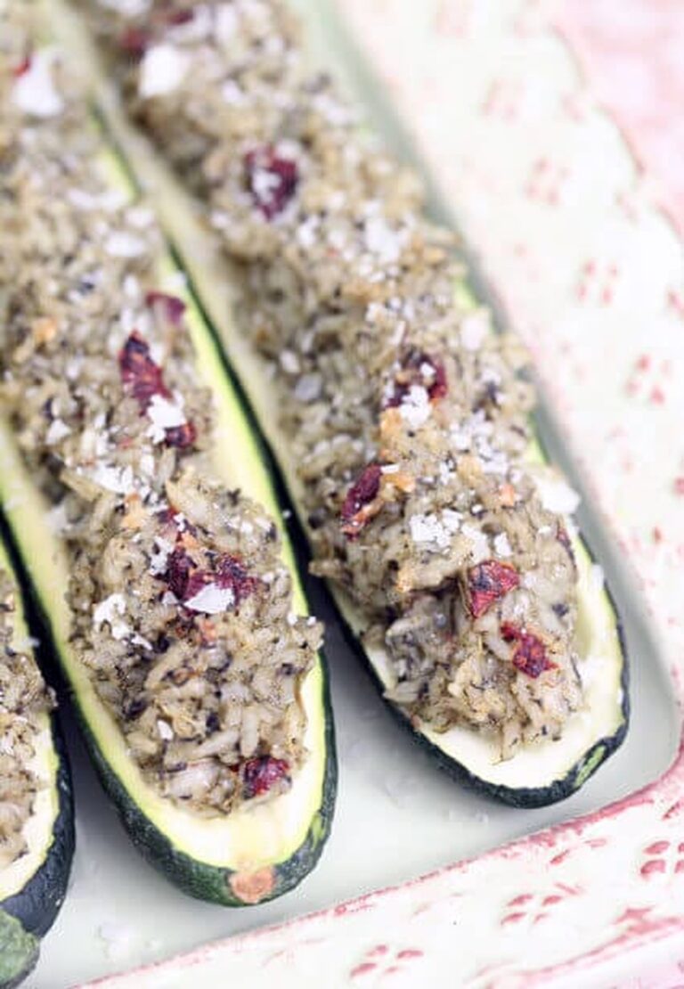 Zucchini Boats With Parmesan Spinach Rice Recipe