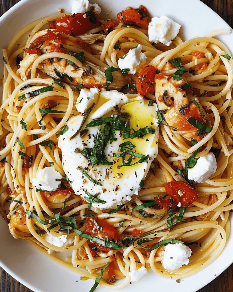 Creamy Chicken Spaghetti with Burrata and Zesty Lemon Butter Garlic Sauce Recipe