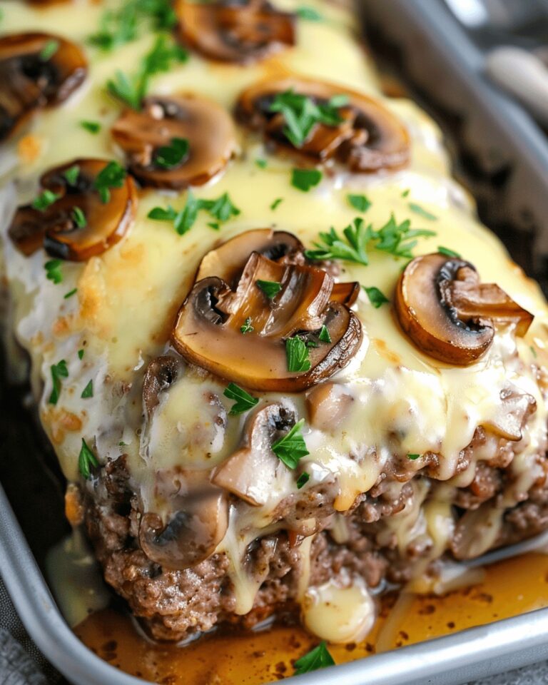Hearty Mushroom Swiss Cheese Meatloaf Recipe