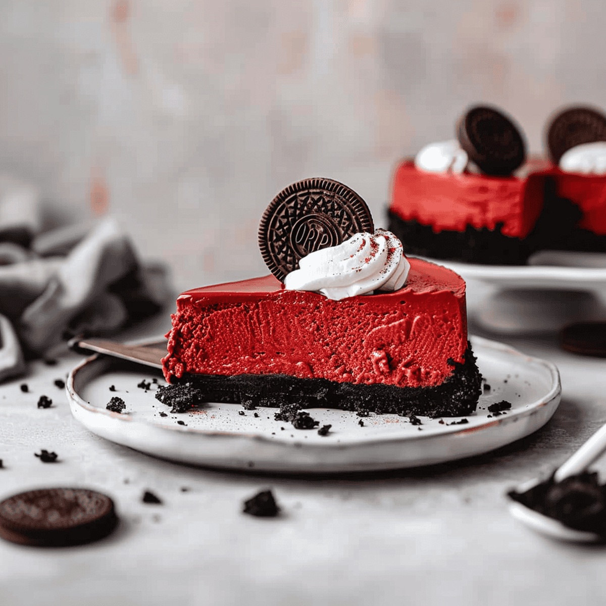 Easy Red Velvet Cheesecake with Oreo Crust Recipe