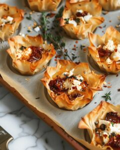 Crispy Sundried Tomato Feta Filo Cups Recipe
