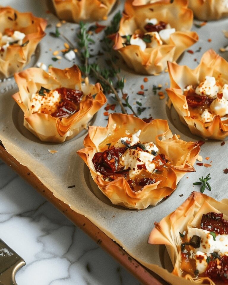 Crispy Sundried Tomato Feta Filo Cups Recipe