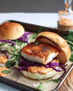 Fiery Blackened Fish Burger Recipe