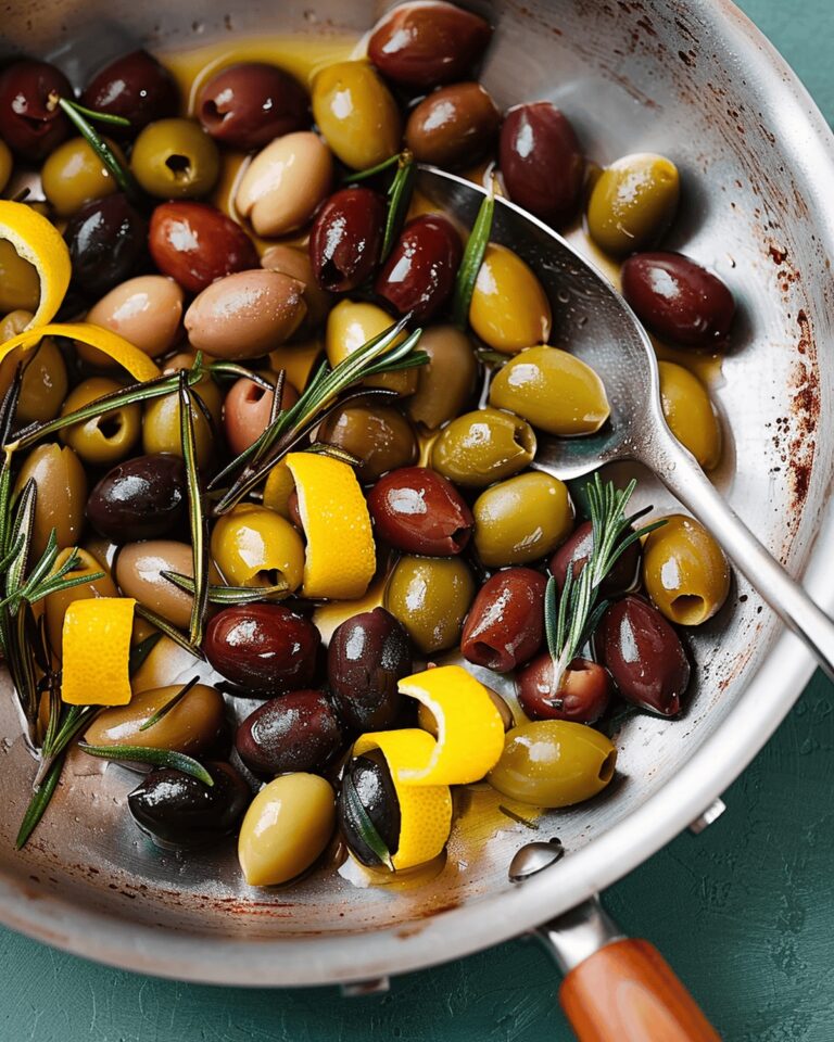 Warm Sauted Olives with Lemon & Rosemary Recipe